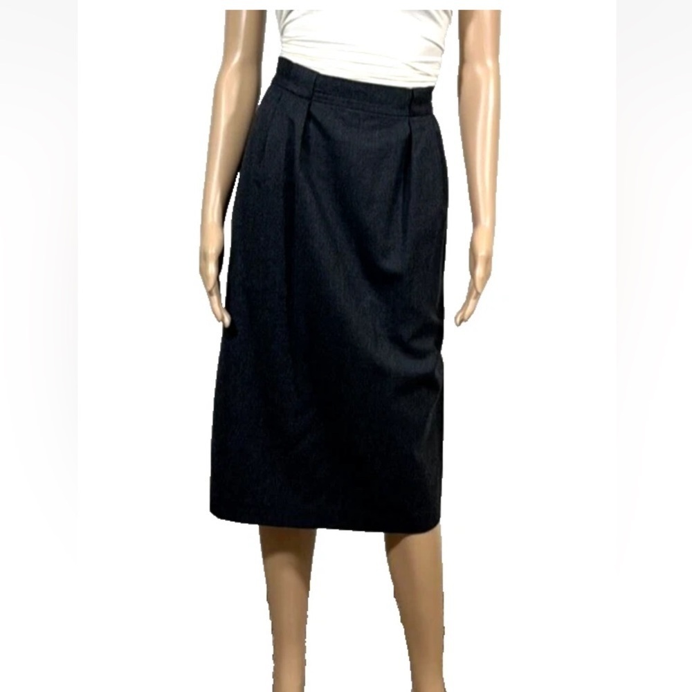 Vintage Talbots Gray 100% Wool Lined Midi A Line Skirt Size 10